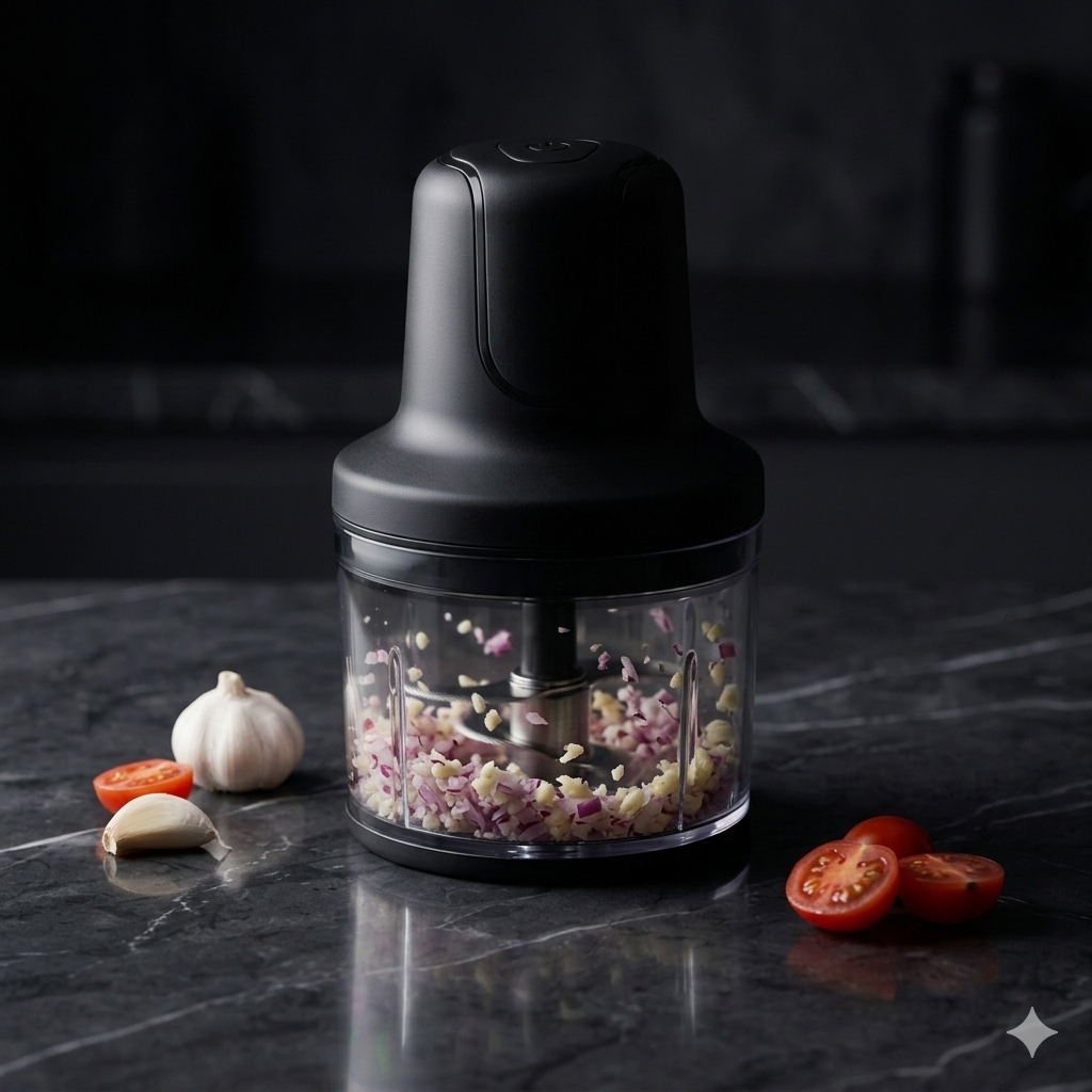 WDS Rechargeable Mini Electric Chopper – 250ml Vegetable, Onion & Garlic Cutter for Daily Kitchen Use (Black)