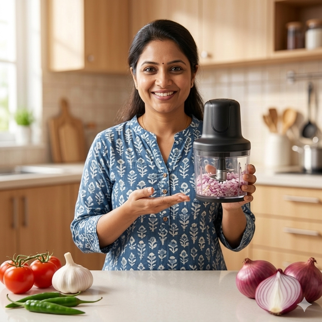WDS Rechargeable Mini Electric Chopper – 250ml Vegetable, Onion & Garlic Cutter for Daily Kitchen Use (Black)