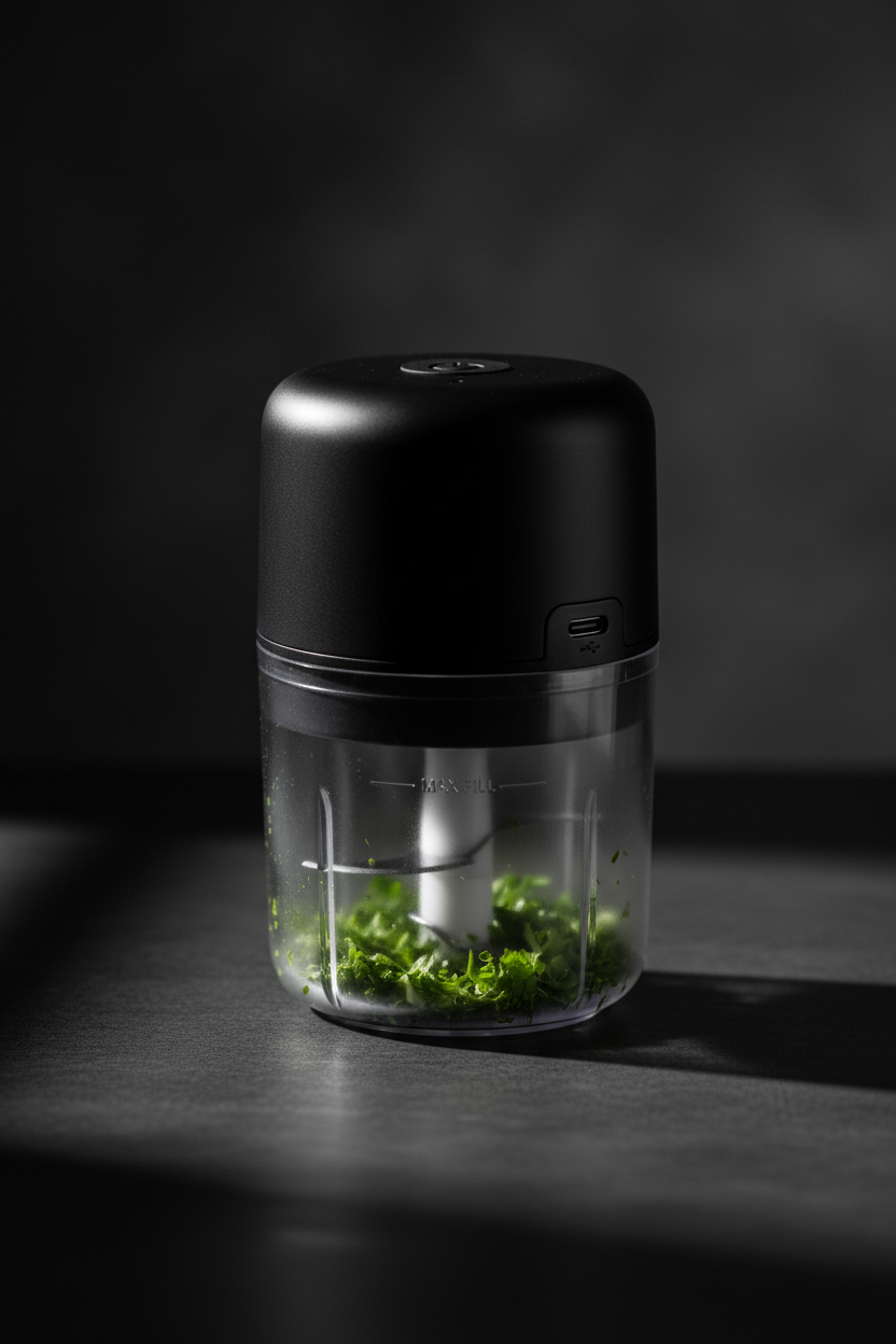WDS Rechargeable Mini Electric Chopper – 250ml Vegetable, Onion & Garlic Cutter for Daily Kitchen Use (Black)